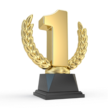 Trophy with the number 1 displayed on it