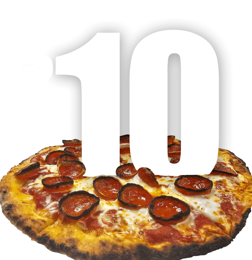 Cup and char pepperoni pizza at Fire on the Lake