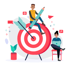 two people sitting around a target