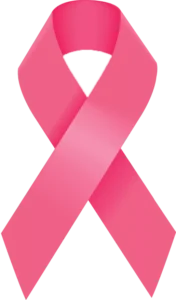 a pink ribbon, symbolizing breast cancer awareness
