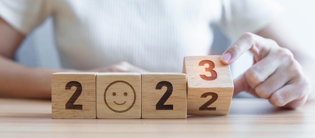 blocks showing 2023 as a happy, healthy year!