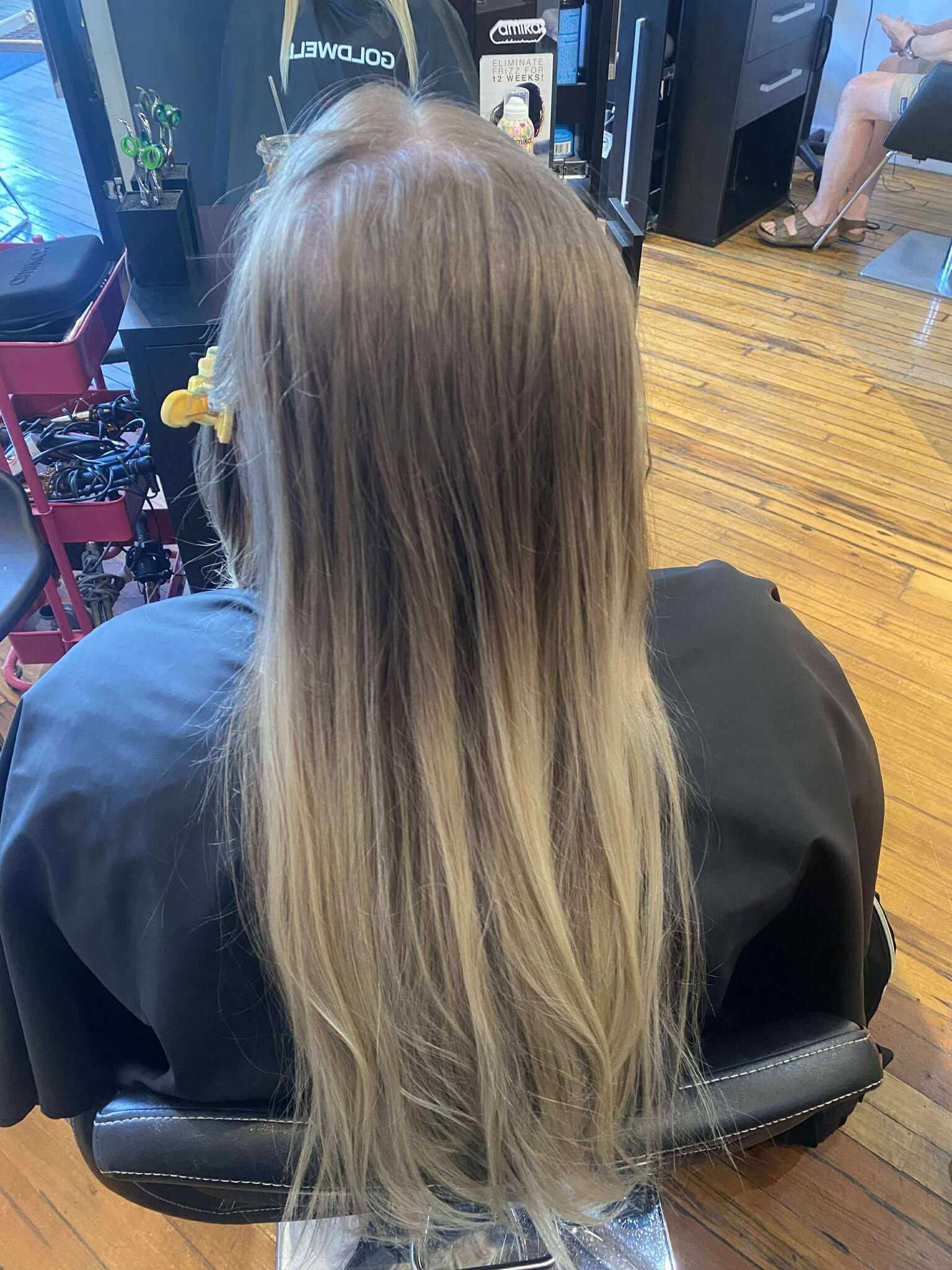 Highlight before, brown plain hair