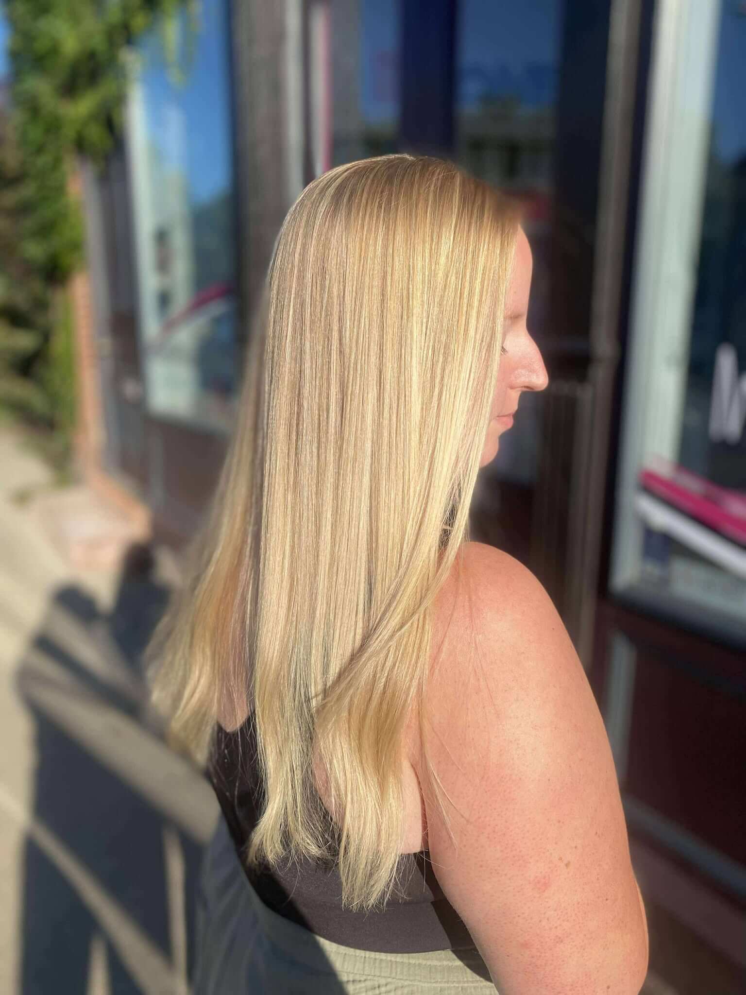 Highlight after, vibrant blonde