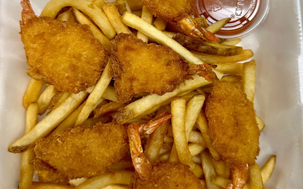 Breaded Shrimp and French Fries