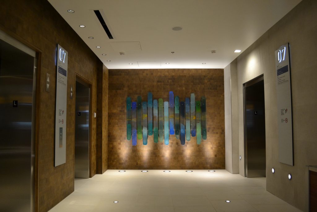 abstract artwork on the wall of a marriott hotel