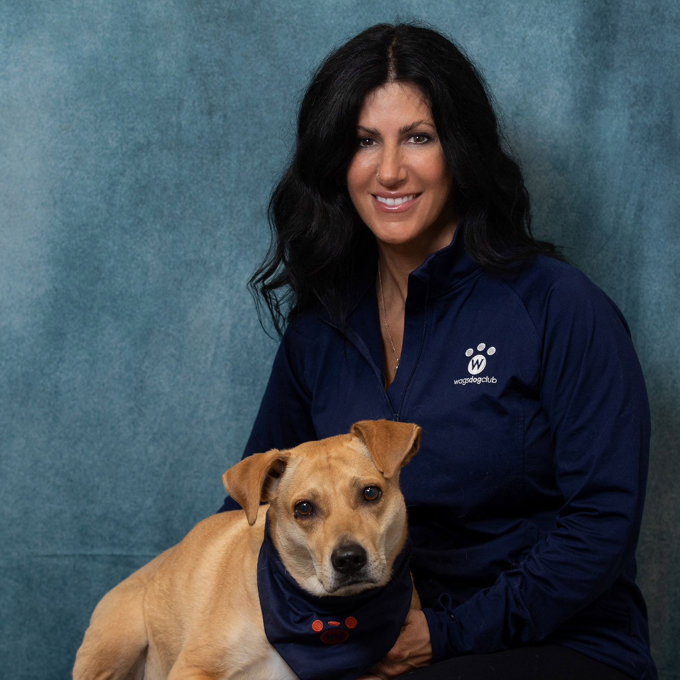 mary j smiling with dog